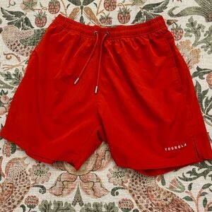 YoungLA, red swim trunks, size XL.
